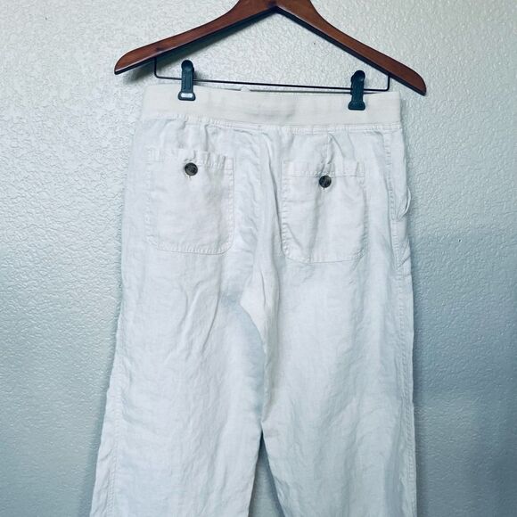 Ann Taylor LOFT Linen Cream Beige Lounge Trouser Pants 6 - Picture 6 of 7